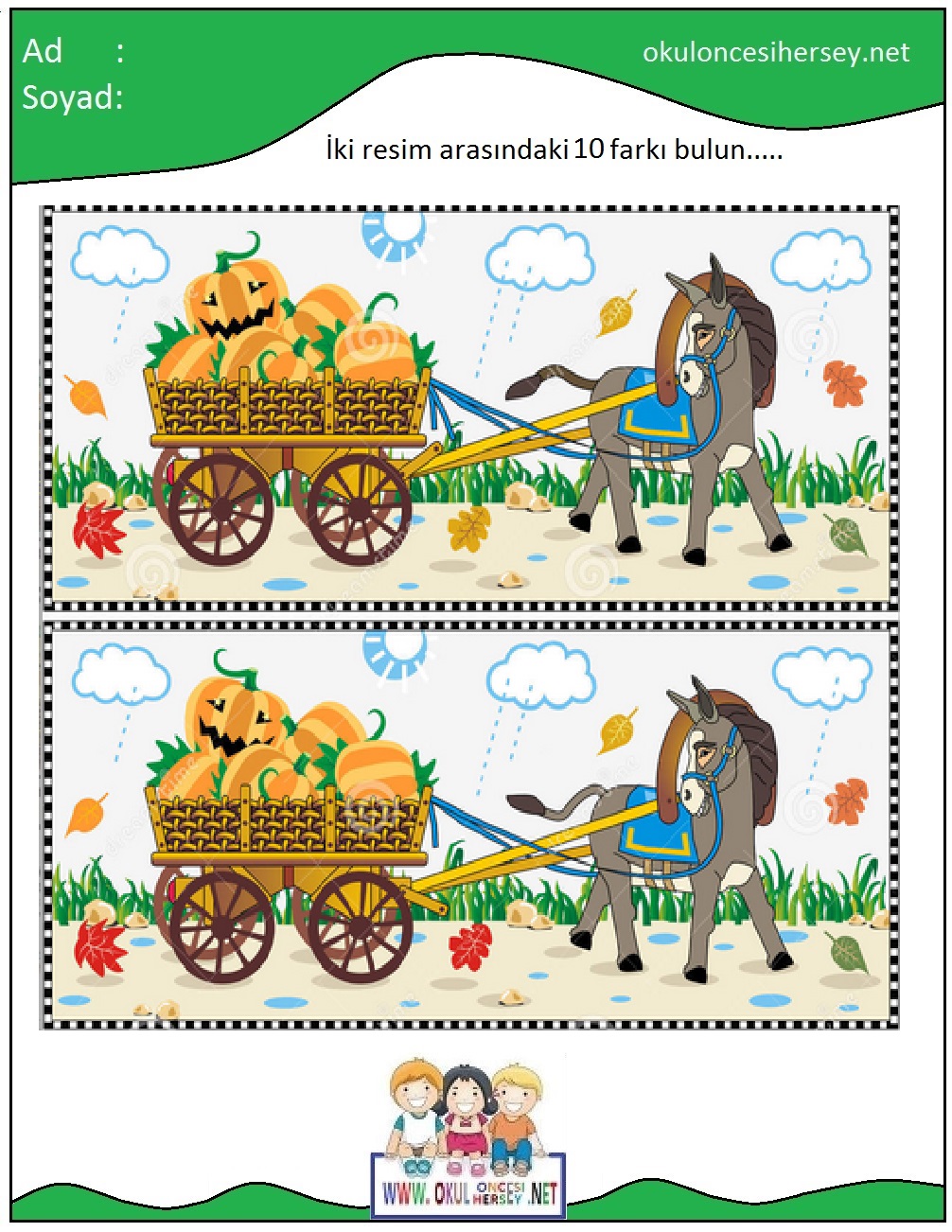 okul öncesi İki Resim Arasındaki Farkı Bul